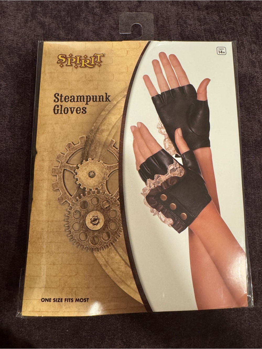 Spirit Steampunk Fingerless Lace-Trim Gloves - Black
